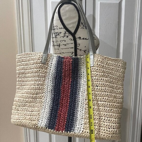 CROCHET STRAW TOTE BAG Boho chic INC AESTHETIC SUMMER BEACHY - Picture 2 of 13